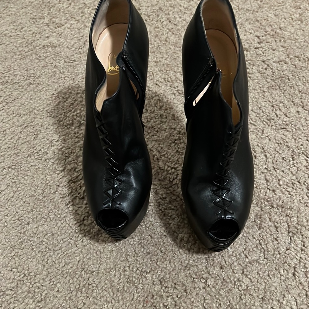 Black ankle platform Christian Louboutin slightly worn shoes